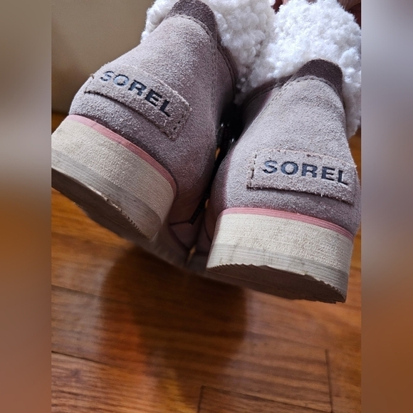 Sorel Harlow Lace Up Cozy Boots Size 7 Gray Sheepskin Collar Waterproof - Picture 9 of 9